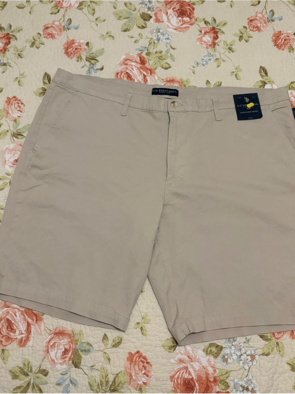 U.S Polo Assn. Men's Chino Flex Cotton Short Khaki (Big & Tall: 46 x 10)